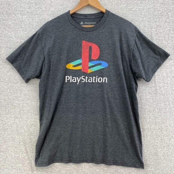 Playstation Tshirt Mens Large Gray Ripple Junction Logo Gaming Tee Short Sleeve - Picture 1 of 7